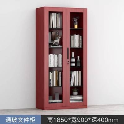 Filing cabinet with open glass (mahogany grain)