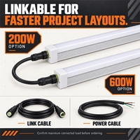 Luminaire LED Tri-Proof Commercial 5000K Mini 4 pieds 30W, Raccordable, IP65, Certifié ETL, Garantie 5 Ans, en Aluminium, pour Stations-Service