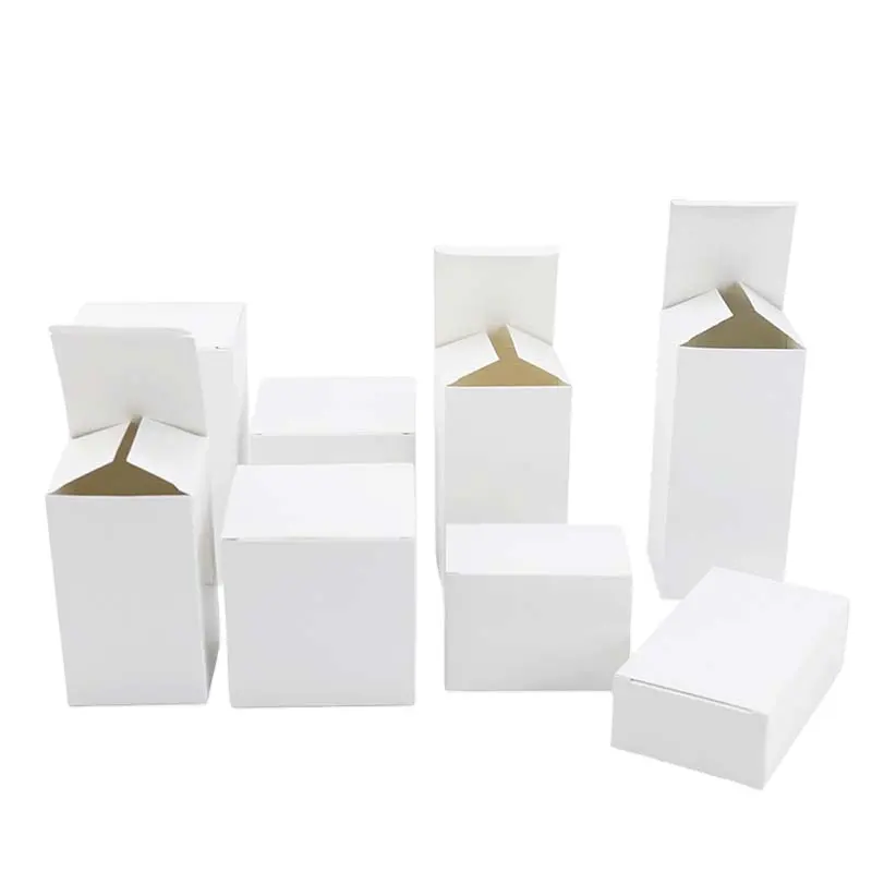 Embalaje de productos plegable, caja blanca pequeña, de papel blanco liso