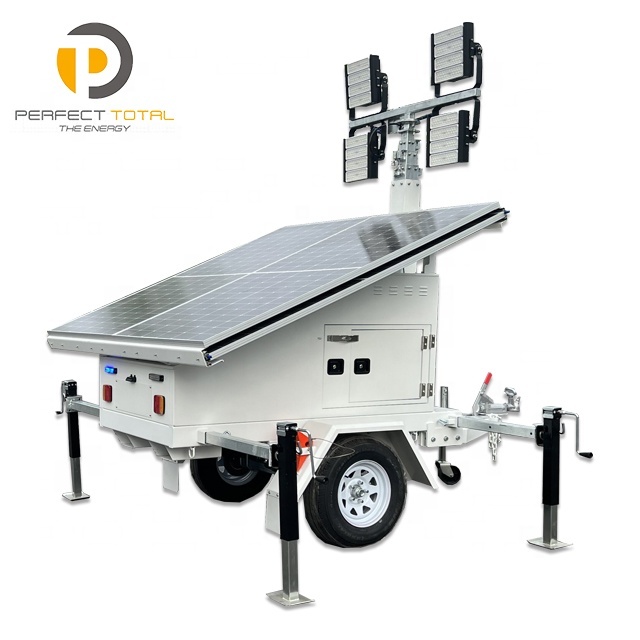 Trailer Mounted Solar Powered Lighting with 7m/22.9ft Telescoping Tower