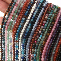 Vente en gros de perles en pierre naturelle facettées de 2 mm, 3 mm, 4 mm, pierres précieuses, quartz rose, citrine, perles de diamant pour la fabrication de bijoux en DIY