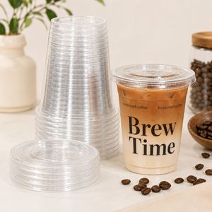 Vasos de Plástico PET Transparente Impresos Personalizados con Tapas Planas para Café Helado, Latte, Cold Brew, Café para Llevar, Fábrica de Envases para Bebidas - Product Image 4