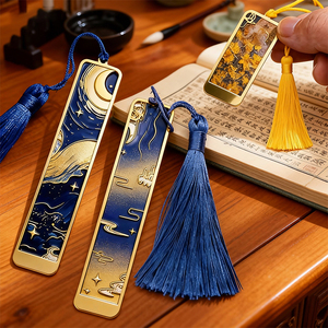 Creative Famous Van Gogh Hollow Flower Painting Metal Die Casting Zinc Alloy Bookmarks With Tassel