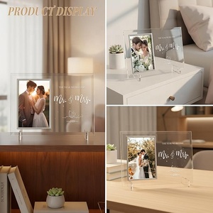 Cadre <span class=keywords><strong>photo</strong></span> personnalisé en <span class=keywords><strong>verre</strong></span> gravé transparent 2026 pour souvenir de mariage - Product Image 2