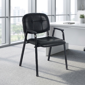 Sedia <span class=keywords><strong>da</strong></span> Ufficio <span class=keywords><strong>in</strong></span> <span class=keywords><strong>Pelle</strong></span> Sintetica PU dal Design Moderno con Braccioli, <span class=keywords><strong>Poltrona</strong></span> Nera <span class=keywords><strong>in</strong></span> PU per <span class=keywords><strong>Scrivania</strong></span> e Ufficio - Product Image 2