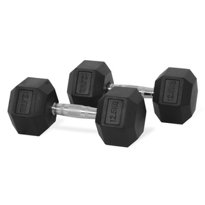 Ensemble d'<span class=keywords><strong>haltères</strong></span> hexagonales robustes de 12,5 kg <span class=keywords><strong>avec</strong></span> poignée en acier moleté, revêtement en caoutchouc noir, <span class=keywords><strong>pour</strong></span> hommes, femmes et dames - Product Image 1