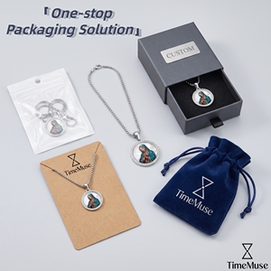 TIMEMUSE <span class=keywords><strong>Serie</strong></span> de Joyería de Piedras Preciosas Pintadas a Mano, Sagrado Corazón de Jesús, Divina Misericordia, San Charbel, Colgante Católico de Lapislázuli - XMH007 - Product Image 4