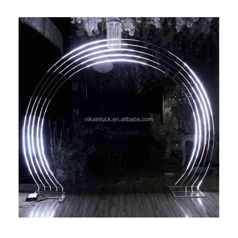 Arco de metal con luz LED para boda, arco de borde bajo para puerta de boda