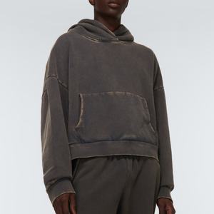 OEM Manufacturer Wholesale Drop Shoulder <b>Vintage</b> Blank Hooded <b>Sweater</b> Custom Men Acid Wash Gray Hoodie - Product Image 2