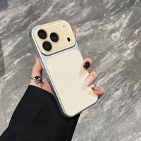 Étui de luxe en cuir PU grain litchi pour iPhone 18 17 16 15 Pro Max, coque antichoc avec protection d'objectif en verre et dos en cuir mat