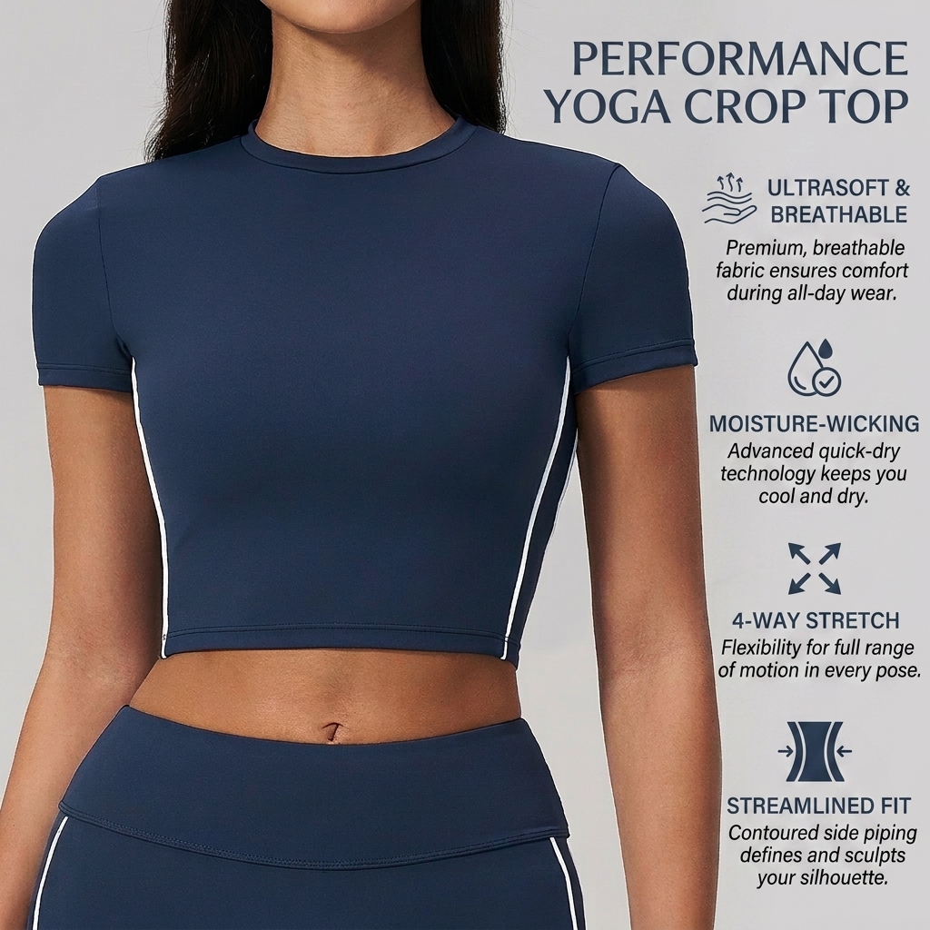 Breathable Short-Sleeved Yoga T-Shirt for Women Summer Pilates Fitness Tight Sporty Quick-Drying Eco-Friendly Four-Way Stretch