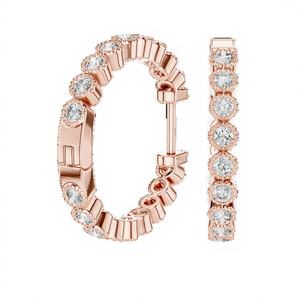 Ensemble de boucles d'oreilles simples en or jaune 18 carats plaqué rhodium, diamants de laboratoire certifiés IGI, luxe, pour tous les jours, événements élégants - Product Image 1