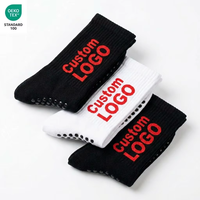 Chaussettes de sport personnalisées pour hommes, blanches et noires, antidérapantes, respirantes, en coton, avec logo