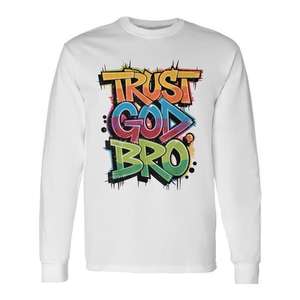 Camiseta de manga larga con diseño de Jesús, humorística, de fe cristiana, Trust God Bro - Product Image 1