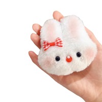 Porte-clés en peluche tête de lapin style dessin animé, mignon et moelleux, avec sonnette, pour sac, accessoires pour bébé
