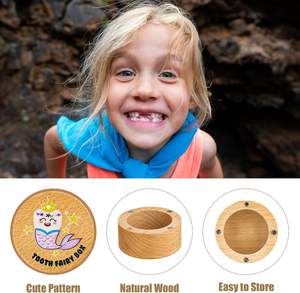 Boîte à dents de lait en bois peinte, mignonne, avec couleur et taille personnalisables - Souvenir pour les dents perdues, anniversaire d'enfant et fête prénatale - Product Image 5