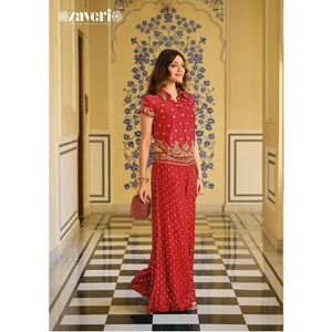 รับประกันคุณภาพที่ดีที่สุด! ชุดผ้าไหมคอปกอร์ดสไตล์ใหม่ชุดเสื้อแขนสั้นปักลายแฟนซีเสื้อผ้าอินเดียและปากีสถาน - Product Image 1