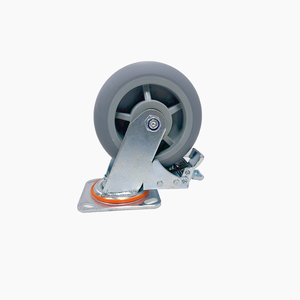 Aço rodízios direcionais 4 5 <span class=keywords><strong>6</strong></span> 8 polegadas plana universal rodízios com freios TPR rodízios de borracha mudo polias rodas do carrinho - Product Image 3