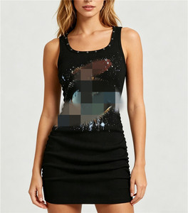 Robe mini moulante pour femme, col carré, style <span class=keywords><strong>grunge</strong></span> punk, imprimé étoiles et rivets, été - Product Image 2