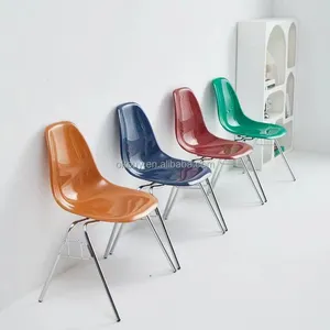 Оптовая продажа, современное роскошное разноцветное пластиковое металлическое БЕЗРУКАВНОЕ кресло для столовой, обеденный стол