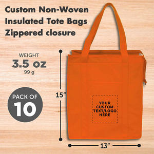 Maßgefertigte Isolierte Tragetaschen aus Vliesstoff Werbe-Kühltasche mit Reißverschlussdeckel - Product Image 2