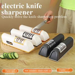 Vente d'usine, <span class=keywords><strong>aiguiseur</strong></span> de couteaux électrique de cuisine USB 3 en 1, choix des chefs, rechargeable, multifonctionnel avec 2 vitesses réglables - Product Image 2