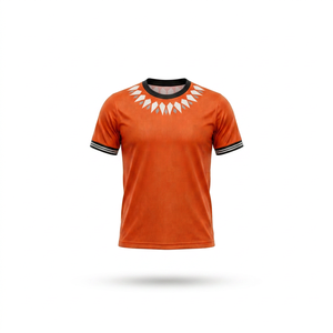 เสื้อกีฬาสีส้มแบบซับลิเมชั่นลายกบพร้อมหมายเลข ชุดทีมสำหรับฝึกซ้อมกีฬา เสื้อแขนสั้นระบายอากาศได้ดี ชุดฟุตบอล - Product Image 1