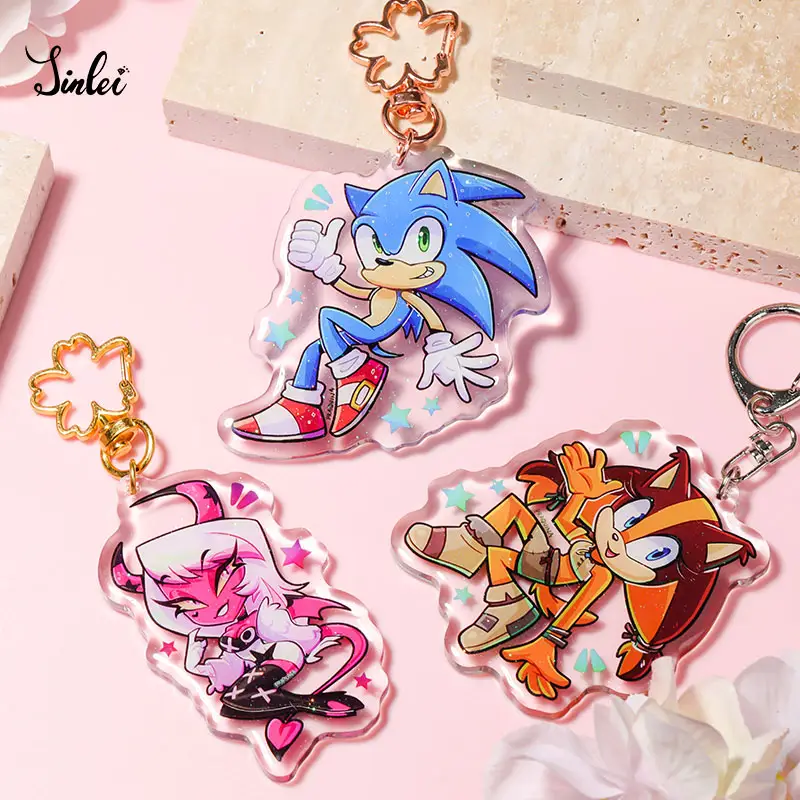 Custom Printed Kawaii Clear Anime Acrylic Plastic Cute Acrylic Charms Keychain Acrylic