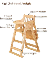Chaise haute en bois avec plateau bébé chaise haute enfants tabouret haut chaise de salle à manger pour bébés et tout-petits Portable