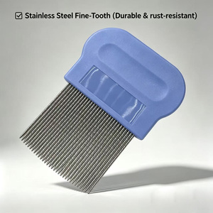 Peignes à cheveux en gros pour le traitement des poux, peignes à cheveux avec logo personnalisé, boîtes d'emballage personnalisées, peignes à puces en acier inoxydable sur mesure - Product Image 2