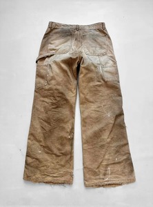 Fabricant en gros OEM ODM <span class=keywords><strong>Pantalon</strong></span> de travail pour homme à double genouillère en toile vintage effet boue, déchiré et vieilli, coupe large style ouvrier - Product Image 3