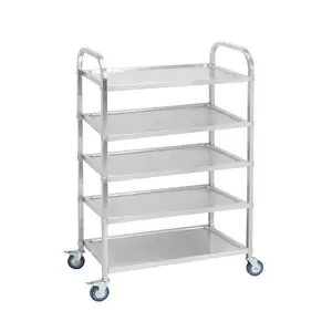 Serving Hotel Transport Stainless Steel 4 Layer Metal Storage Organizer Cart Food Trolley For Home