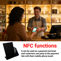 Support de menu en acrylique noir personnalisable, résistant aux chocs, carte de table, marqueur effaçable, support intelligent NFC pour la commande de menu à l'hôtel