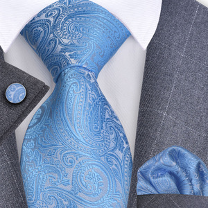 Bộ Cà Vạt Lụa 8Cm Cà Vạt & Khăn Tay & Khuy Măng Sét Cho Nam Công Sở Đám Cưới Cà Vạt Khăn Tay Hình Vuông Bỏ Túi Bộ Ba Món - Product Image 4