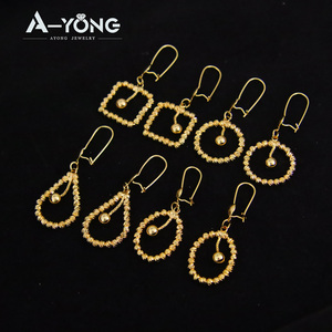 Pendientes Colgantes con Cuentas de Oro, Chapados en Oro de 21k, Estilo Dubái, Joyería para Mujer, para Eventos y Fiestas - Product Image 2