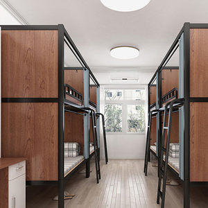 Steel and Wooden Capsule Bunk <b>Bed</b> for Adult Visitors Hostel Sleeping <b>Underbed</b> Cabinets Solid Wood Metal Twin <b>Bed</b> - Product Image 3