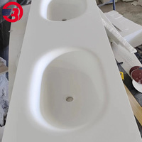 Meuble sous lavabo double style Corian | Cuvette de bain à surface solide | Plateau intégré de 20mm