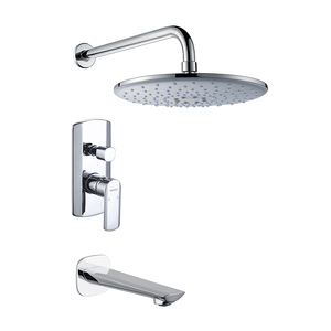Sistema <span class=keywords><strong>Doccia</strong></span> Contemporaneo di Lusso Empolo per Hotel, Miscelatore <span class=keywords><strong>Doccia</strong></span> Moderno Cromato a Incasso a Parete con Getto Morbido Effetto Pioggia - Product Image 1