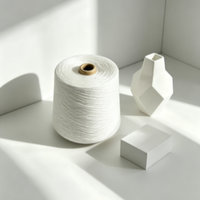 Fil de polyester filé 21S haute ténacité, prix usine OEM, matière première blanche pour la couture, le tissage et les produits tricotés