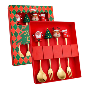 Cubiertos Dorados para Restaurante YUYANG, Juego de Cubiertos de Acero Inoxidable de 4 Piezas, Cuchara y Tenedor para Café y Postre con Caja de Regalo - Product Image 1