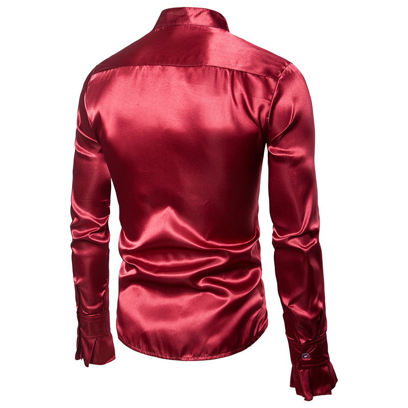 Shop Stylish Luxury Silk Shirt Men - Satin Smooth Solid