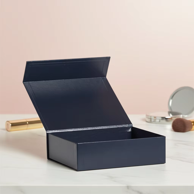 Luxury Black Matte Magnetic Closure Cosmetic Gift Box Empty Flat Pack Rigid Cardboard Matt Lamination Embossing Recycled