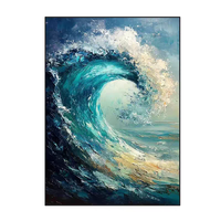 Peinture Murale 3D en Cuir Texturé pour Salon, Hôtel, Paysage Marin Abstrait Bleu, Vagues Océaniques, Peinture Murale en Cuir Embossé 3D