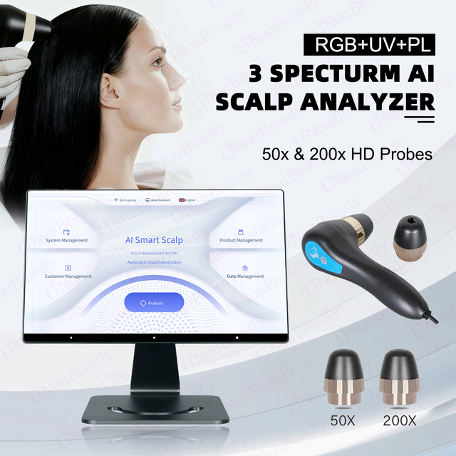 Scalp Detection Instrument AI Smart Scalp Skin Analyzer 14.1-Inch Screen AI Intelligent Scalp Diagnosis Hair Analyzer Machine