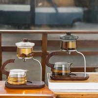 Tasse à thé en verre borosilicate résistant à la chaleur XILIN avec couvercle rotatif magnétique à défilement d'eau, bol semi-automatique pour thé Kung Fu paresseux