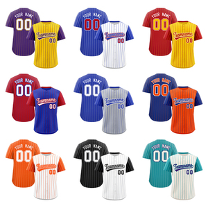 Uniformes de baseball personnalisés respirants 100% polyester, sweat-shirt imprimé numériquement, t-shirt élégant à blocs de couleur, logo et nom brodés - Product Image 2