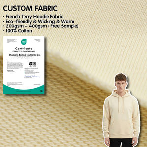 Tela de Felpa Francesa Tejida de Algodón Orgánico 100% Teñida Lisa de 320gsm 400gsm para Sudaderas y Ropa OEM - Product Image 1