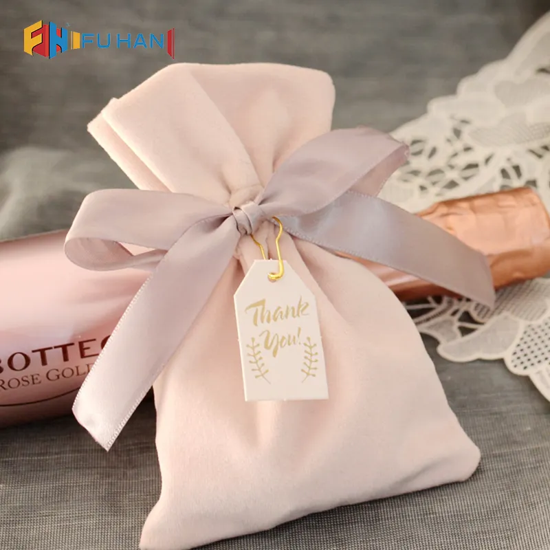 Kleine Roze Strik Mooie Cosmetische Verpakking Bag Wedding Gift Bag Koord Velvet Sieraden Pouch