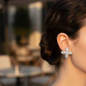 Orecchini a Clip alla moda alla moda moderni geometrici in rame placcato oro con diamanti e gioielli alla moda con perle - Product Image 3