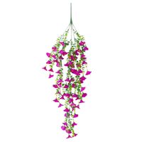 Fleurs artificielles en soie Violet Eucalyptus Morning Glory, guirlande à 5 branches pour décoration murale extérieure de mariage